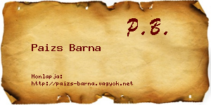 Paizs Barna névjegykártya